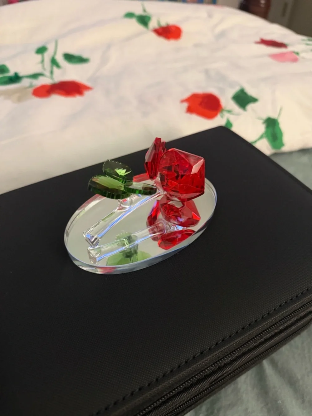 Glass Mirror Rose Crystal Decor